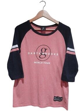 Garth Brooks Coral Black World Tour 3/4 Sleeve Conxert Tee Size XL